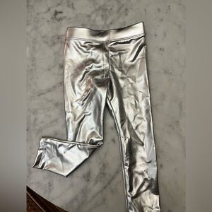 EUC metallic silver Crewcuts leggings
